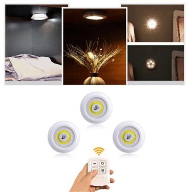 Imagem de Kit 3 Lampada Luminaria Led Spot Sem Fio Controle Remoto SMD - DS