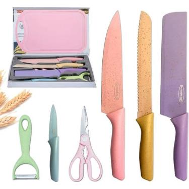 Imagem de Conjunto Facas de Cozinha Coloridas, Sharp Chef, inclui. Descascador e