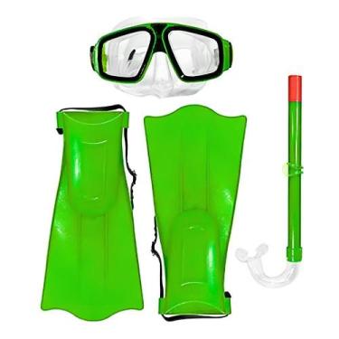 Imagem de Kit Mergulho Infantil Com 3 Peças Pé De Pato Entrega Já - Kapnoh, Verd