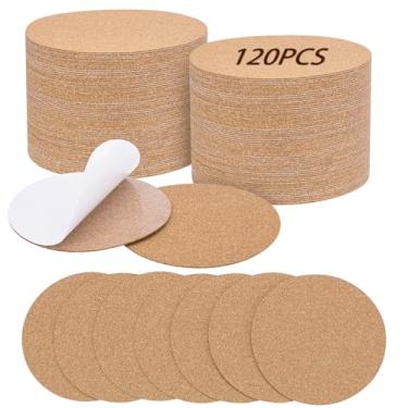 Imagem de 120 peças de cortiça autoadesiva para porta-copos DIY, porta-copos redondos de 9,5 cm para artesanato, bebidas e decoração de mesa doméstica, tapetes fáceis de personalizar para artesanato