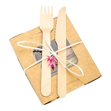 Imagem de Facas descartáveis de 14 cm, 500 facas de madeira compostáveis – Biodegradável, resistente ao calor, talheres de madeira de bétula natural, para sobremesas e aperitivos – restaurante