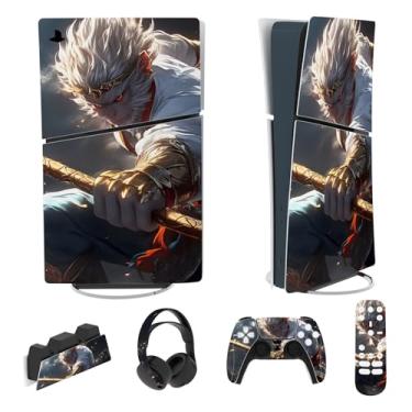 Imagem de PlayVital Conjunto completo de adesivos para ps5 Slim Console Digital Edition (o novo design menor), capa de decalque de vinil para controle ps5 e fone de ouvido, estação de carregamento e controle