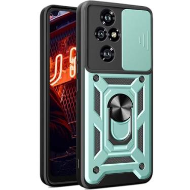 Imagem de Ephoou Capa protetora para Honor 200 Pro com capa deslizante para câmera e suporte de anel magnético, capa de proteção à prova de choque de grau militar para Honor 200 Pro SJ-Verde