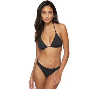 Imagem de Conjunto Biquíni Preto Estilo Cortininha Slim Fitness, Preto, M, Mulhe