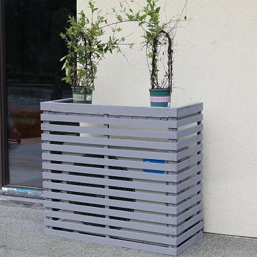 Imagem de Cobertura de ar condicionado de madeira Estrutura de ar condicionado, tampa de ar condicionado de madeira maciça, varanda decorativa de prateleira de flores, anfitrião externo ao ar livre, c