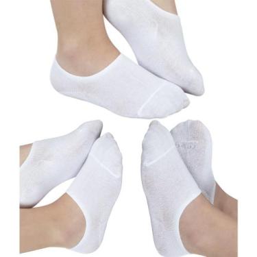 Imagem de Kit 3 Pares Meias Lupo 4270-089 Feminino Cano Invisível, 900, Branco, 