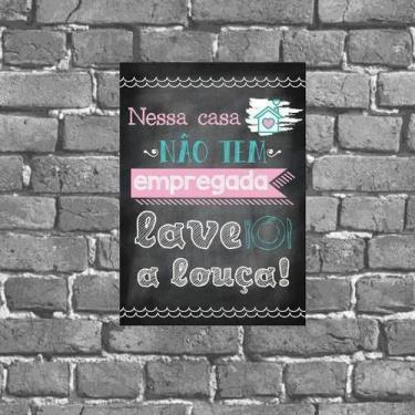 Imagem de Placa Decorativa Aviso Lave Sua Louça 18x27cm - Quadros On-line