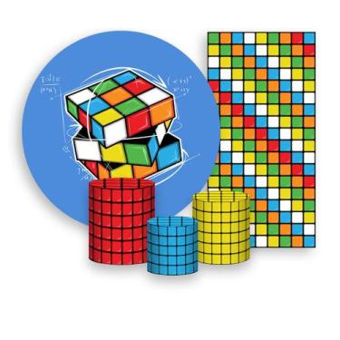 Imagem de Kit Painel De Festa + Trio Capa Cilindro + Faixa Veste Fácil - Cubo Má