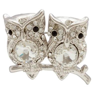 Imagem de Broche Strass Corujinhas BRG0044 - Akasaki, Prateado