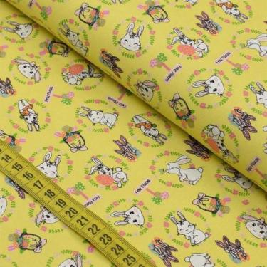 Imagem de Tecido Estampado para Patchwork - Páscoa : Arabescos de Coelhos (0,50x