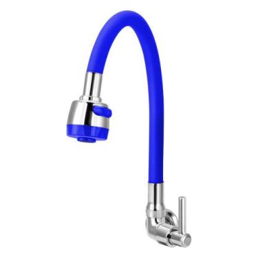 Imagem de Torneira Gourmet Flexível de Cozinha Parede Azul 1/4 de Volta - TFC, V
