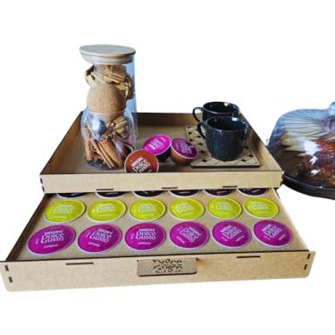 Imagem de Bandeja Porta Cápsulas Dolce G | Organize 24 Cápsulas | MDF Natural | Resistência Cantinho do Café Decoração e Utilidades todos Ambientes D Gusto Sabores