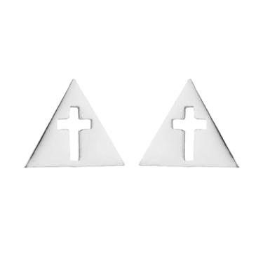 Imagem de BlingNuts Brincos de cruz Jesus God para mulheres, ouro, prata, Natal, família, amigos, presente de aniversário de aniversário de aço inoxidável, F, Aço inoxidável, Sem pedra preciosa