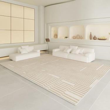 Imagem de Tapete listrado artístico bege creme luxuoso sala de estar tapetes enormes fácil de cuidar cabeceira quarto tapete, YHT019,2,E,300x400CM