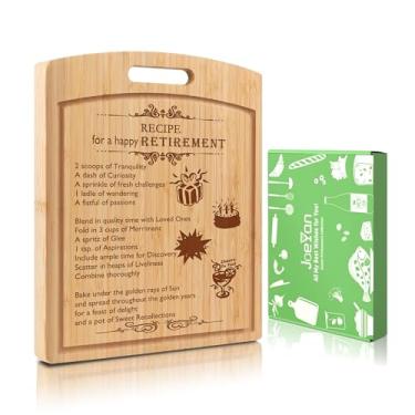 Imagem de Joeyan Presentes de aposentadoria para mulheres e homens - tábua de corte de bambu, presentes aposentados personalizados, tábua de corte de receitas de cozinha, presentes para colegas de trabalho,