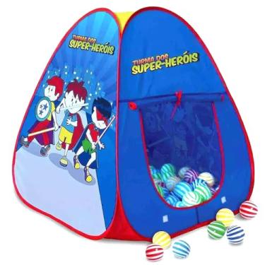 Imagem de Barraca com 100 Bolinhas de Brinquedo Super Heróis Infantil Azul Meninos