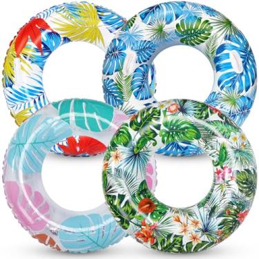 Imagem de Libima 4 boias infláveis de piscina, boias de piscina, anéis de natação, tubos de piscina, rosquinhas, frutas, pneus havaianos, tubos internos para adultos, decorações de festa na praia havaiana (76