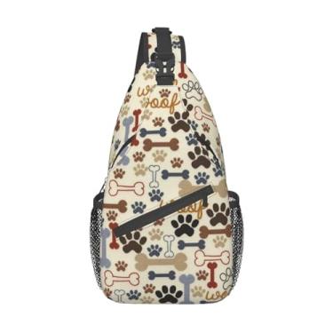 Imagem de VOOHDDY Bolsa tiracolo para mulheres, homens, viagens, caminhadas, mochila tiracolo para o peito, casual, mochila esportiva, Dog Bones Paw Fun, One Size, Bonito