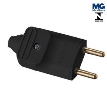 Imagem de Plug Macho 20A Preto 2 Pinos 2P 180º 250V Margrius