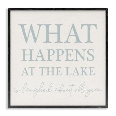 Imagem de Stupell Industries What Happens At Lake Framed Giclee Wall Art Design de Lil' Rue, moldura preta, 12 x 12