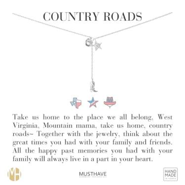 Imagem de MUSTHAVE Colar com pingentes triplos em forma de Y banhado a ouro 18K, Texas, cor ouro branco, chapéu de caubói, estrela, botas, colar em Y, multi, corrente de âncora, tamanho 40,6 cm + extensor de 5