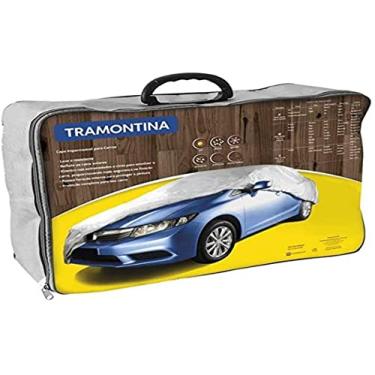 Imagem de Tramontina 43780003, Capa para Carro G, Impermeável, Cinta para Envolver Veiculo, Carros Ate 5,2 M, Cinza