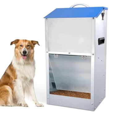 Imagem de Alimentador automático para cães ao ar livre para cães grandes, dispensador de ração para cães de raças grandes, capacidade de 11 kg, alimentador de alimentos por gravidade