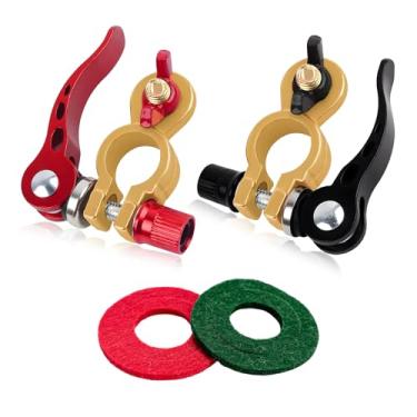 Imagem de DXNQ Conectores de terminal de bateria de 2 peças, terminal de bateria de desconexão rápida com almofada anticorrosão, cabo de bateria positivo e negativo termina no poste superior para carro