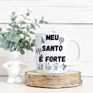 Imagem de Caneca Porcelana -   Meu Santo é Forte - Umbanda / Candomblé - Lojas Á