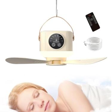 Imagem de Ventilador de teto portátil para, ventilador de teto com luz - Ventilador de teto 3600mAh com controle remoto e luzes LED,Dispositivo de resfriamento recarregável USB com timer, 4 velocidades, removí