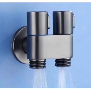 Imagem de Válvula Dupla de Água para Chuveiro, Acabamento em Metal Escovado, Montagem na Parede preta