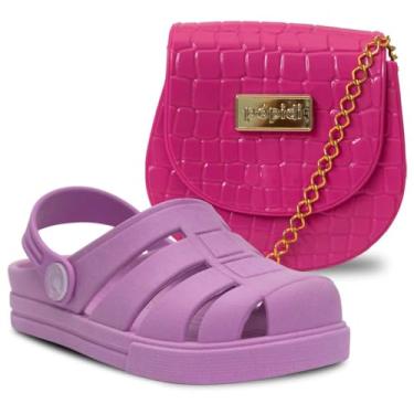 Imagem de Kit Bolsa E Babuche Infantil Sandalia Moda Feminina Menina Leve Confortavel K29 (Lilás, BR, Criança de 1 a 3 anos, Numérico, 20)