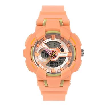 Imagem de Relógio MORMAII feminino anadigi laranja dourado MO16718A/8L