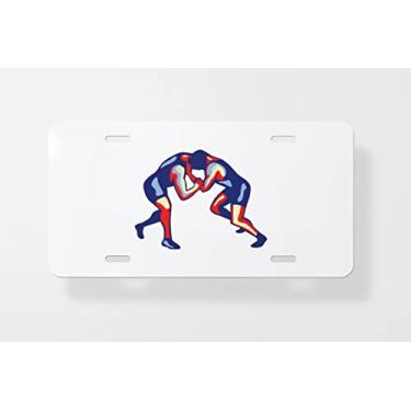 Imagem de Capa para placa de carro Freestyle Wrestling retrô – Capa para placa de carro – Capa para placa de carro 15 x 30 cm