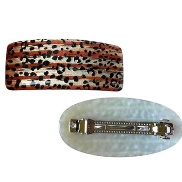 Imagem de Par Presilha Prendedor de Cabelo Retrô Bolinhas Luxo Tamanho Grande Oval e Retangular Dourado