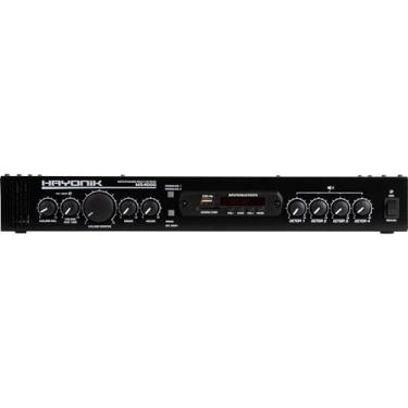 Imagem de HAYONIK, Amplificador Multicanais, 400W RMS, 4 canais com controle de volume independente, Bluetooth, USB, Rádio FM, Entrada para Microfone, Equalizador - MS4000