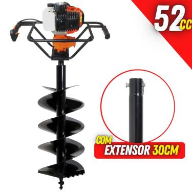 Imagem de Perfurador de Solo Vulcan VPS520 2T 52cc Ideal Para Agricultura com Broca 80x30cm + Extensor de 30cm