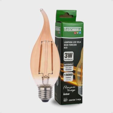 Imagem de Lâmpada Led Filamento Vela Bico Torcido B35 Âmbar E27 Taschibra Bivolt