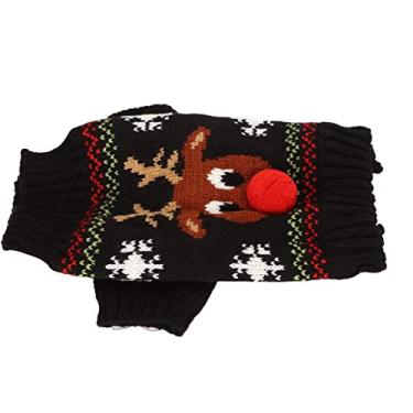 Imagem de Akozon Cosy Christmas Dog Sweater - Suéter Grosso de Cachorro de Boneco de Neve para Cães Pequenos e Gatos - Roupas de Estimação Festivas para Ano Novo - Vestuário de Férias de Inverno (Preto)