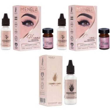 Imagem de Kit Menela 2 Hennas Sobrancelha e Removedor Extrato de Aloe Vera Profi