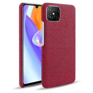 Imagem de Capa para Honor Play 5 5G,Capa desenhada em lona,Case Protetora Ultrafina com Empunhadura Macia,Design em Tecido Antichoque e Antiarranhões-Red
