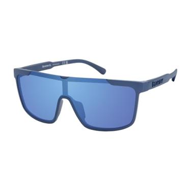 Imagem de Rocawear Óculos de sol masculino Bearpaw Flat Top Shield ecológico, retangular, azul fosco, tamanho único, Azul fosco, One Size