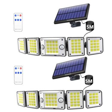 Imagem de VEDWANER Luzes Solares Para Exteriores - 7600 Lúmens, Sensor De Movimento Duplo 240°, 560 Leds, Painel Separado, Cabo 5 Metros, Modo Iluminação Do Anoitecer Ao Amanhecer, Holofote Segurança Com Ener