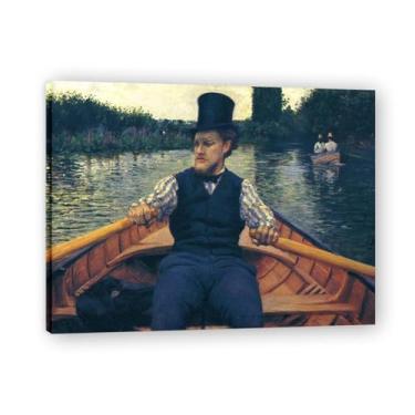 Imagem de Impressões em tela famosas, reprodução em tela, pintura emoldurada, imagem de arte de parede para decoração de casa (Rower In a Hat). Moldura interna de 80 x 105 cm - 31,5 x 41,3 pol