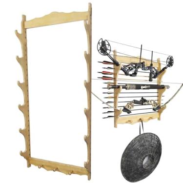 Imagem de Suporte de espada suporte para espadas, suporte de parede para exibição de espadas, suporte de madeira para katanas, prateleira de exibição samurai de 6 níveis, suporte para varinha, cabide de parada