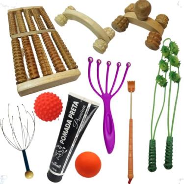 Imagem de Kit de Massageadores Corporal Muscular Para Pescoço Corpo Cabeça Costas Pés Lombar De Madeira-Aparelhos de Massagem para Fisioterapia Alívio Dor Relaxamento Anti-Stress (EC)-Luiggi Presentes®