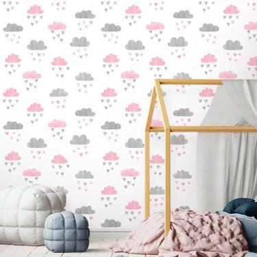 Imagem de Papel De Parede Autocolante Baby Nuvens Aquarela - Inove Papéis de Par