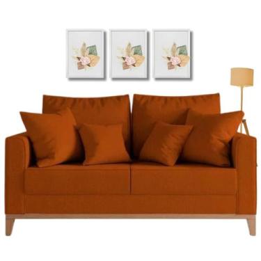 Imagem de Sofá Living Beny 1,40m. Estofado em linho. - Leonardi, Terracota