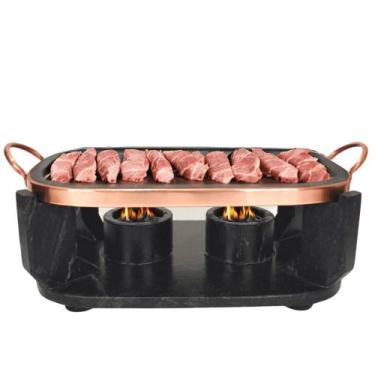 Imagem de Churrasqueira Fondue de Pedra Sabão 32x20 Chapa Reta - Arte Nativa