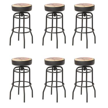 Imagem de Kit 6 Banquetas Texas Estampa Route 66